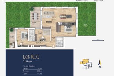 (DERNIER LOT DISPONIBLE) : 5 pièces avec jardin privatif 390 m²
